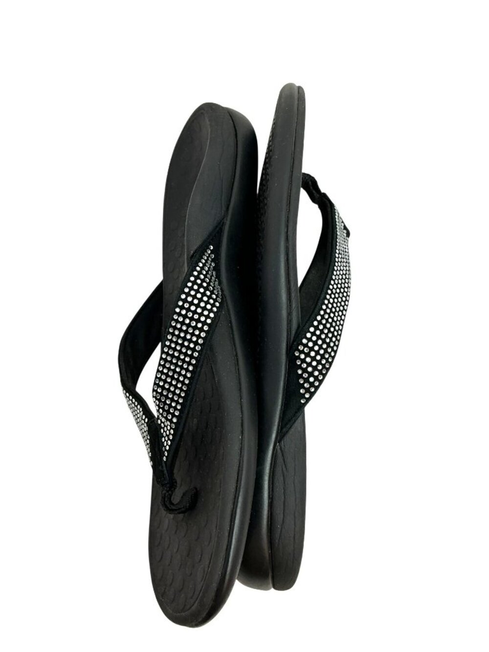 Vionic Black Womens 8.5 Thong Sandal Tide RS Rhinestone Embellished Orthotic - Picture 5 of 9